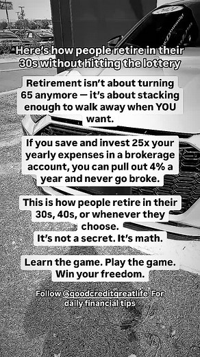 Most people think retirement starts at 65. Truth is, it starts the moment you learn the game. You don’t need the lottery. You just need a plan. Stack your money. Invest consistently. Hit your 25x number. Pull 4 percent every year. Live life on your terms. Freedom is not luck. Freedom is discipline. If you’re ready to break the cycle and retire early, tap in with me. I teach credit, money, and financial freedom every day 🧠💰 Follow @goodcreditgreatlife for the blueprint 🙏🏾🔥 | Garnett Davis