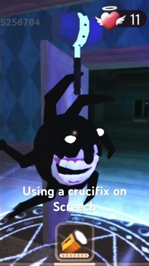 Using a crucifix on screech in Roblox doors