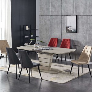 [Hot Item] Wholesale MDF Extension Dining Table and Chair Sets Dining Room Table with High Gloss Glass