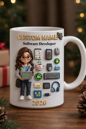 Personalized Software Developer Mug 3D Embossed Coffee Mug, Custom Programmer Gift, Coder Mug, Software Engineer Cup - Etsy
