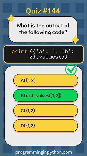Python Quiz 144 - What's the Answer? - Quiz #144 #python #shorts #quiz #codingchallenge