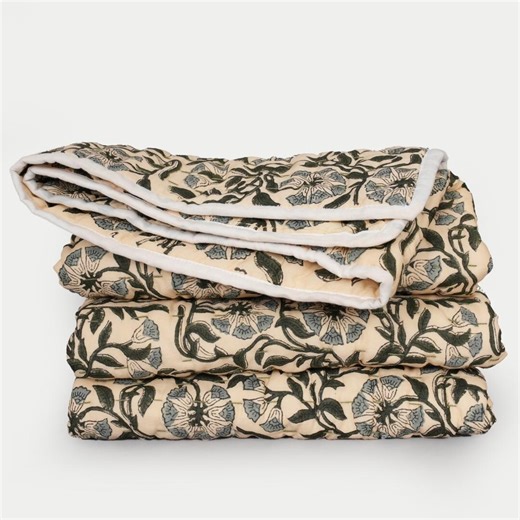 Floral Quilt Block Print Bedding Reversible Bedroom Decor Comforter Quilted Bedspread Handmade Quilted Blanket Throw Housewarming Gift - Etsy