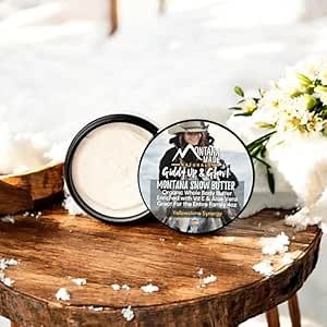 Montana Snow Butter Organic body butter, Whipped Body Butter Dry Skin - Body Butter Cream Without Feeling Greasy - Whipped Shea Butter Cream for Skin – Mango Butter Cream (Yellowstone Synergy)