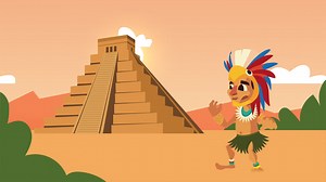 Aztec pyramid with native character scene animation | Premium Stock Video Footage