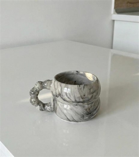 Handmade Marble Ceramic Mug With Ball Handle, Marbled Pottery Coffee Cup, 3 Color Options - Etsy