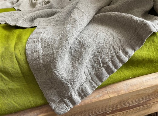 Handmade European Linen Blanket: Soft Washable Bedspread - Etsy
