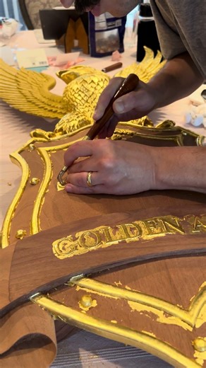 ASMR - Sounds of Agate stone sliding across 24k pure gold on African mahogany hand-carved artwork
