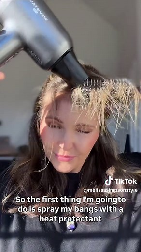 ❤️ Bangs won’t lay right? Try this 1-minute fix If your bangs keep splitting or falling flat, it’s usually how you’re blow drying them. Blow dry them side to side first to reset your part lift at the root—this is what makes them fall so much better. I finish with the thermal brush from @TYMO BEAUTY US and it gives that smooth, soft bend at the ends 🤍 Shop it through the link on this reel (I may earn a small commission). Comment “BANGS” and I’ll send you my go-to styling products ✨ #howtostyleba