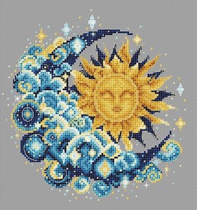 Starry Night Cross Stitch Pattern: Sun & Moon Needlework (PDF Pattern - Etsy