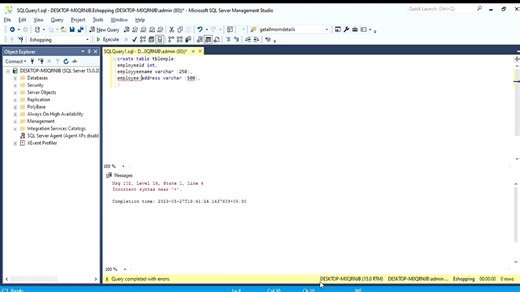 Create table into database