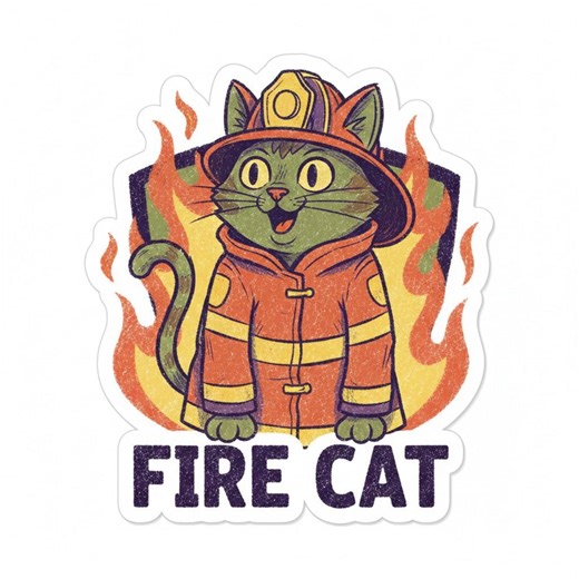 2x Cat as Firefighter Stickers, 2 Different Designs | Funny Cat | Car Stickers 9x9 Cm | Weatherproof | Cat Gift - Etsy