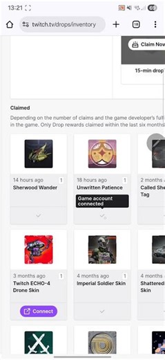 latest twitch drops for destiny 2 not usable in game despite showing up as claimed on twitch.