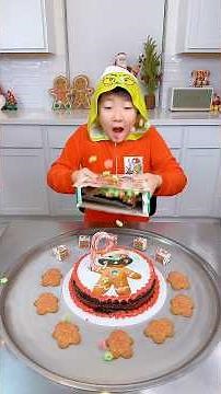 Gingerbread men cake vs Christmas snacks ice cream challenge!🍨 #funny by Ethan Funny Family