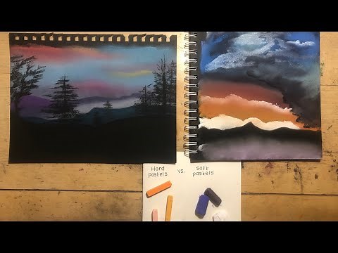 Hard pastels vs soft pastels, real-time landscape tutorial in soft pastel and hard pastel, nupastel