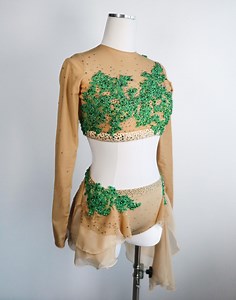 Tan and Green Two-piece Lyrical Dance Costume, Dance Performance Wear, Contemporary, Kiki Costumes, Adult Medium, Solo Dance Costume, - Etsy Canada
