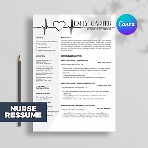 Registered Nurse Resume Template RN, Student Nurse Resume, LPN Resume, New Grad CV, Instant Download, Medical Resume, Canva Editable - Etsy Australia