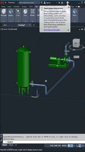 AutoCAD MEP, installation tank, piping connection #shorts