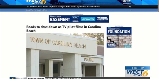 Roads to shut down as TV pilot films in Carolina Beach