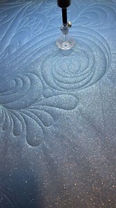 This digital design is called “Graffiti Quilting E2E - 5” from karleeporter.com and I’m stitching it out on some light blue glitter cotton. #Quilt #quilting #longarmquilting #prostitcher #computerizedquilting #computerizedquiltingdesign #karleesprequiltedfabrics #karleescomputerizedquiltingdesigns | Karlee Porter Design