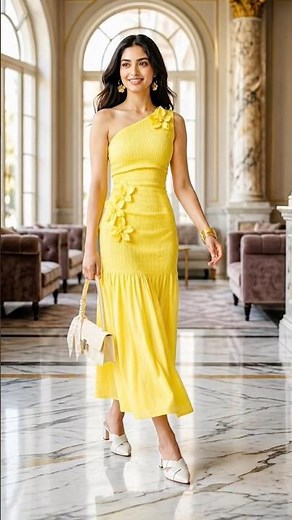 Elegant Yellow Maxi Dress Look 💛 | Perfect Summer Outfit #shorts #ootdguide #partywear #outing #fyp