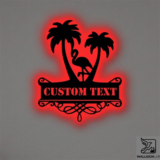 Custom Flamingo Metal Wall Art – RGB LED Tropical Decor, Beach House Sign - Etsy