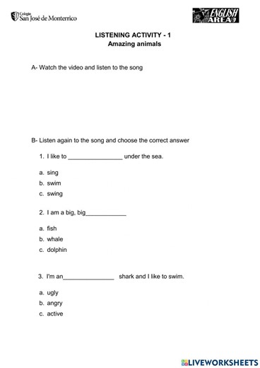 Amazing Animals 1 worksheet