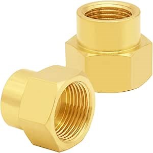 2PCS Brass Reducer Adapter, 3/4" NPT Female to 1" NPT Female Thread, Hex Reducing Pipe Fitting Coupler Nipple Connector for Water/Oil/Gas