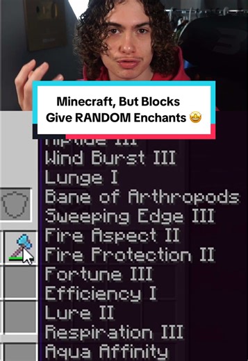 Minecraft, But Blocks Give Random Enchants ✨ #minecraft #minecraftmemes #minecraftfunny #minecraftchallenge #gaming