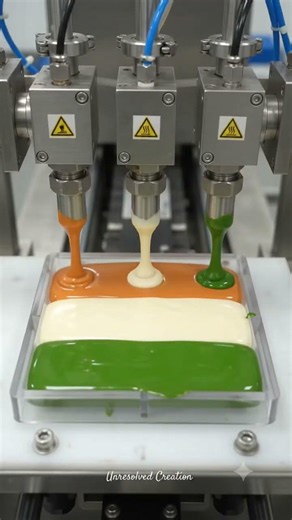 See how premium tricolor chocolate 🍫 is created inside a modern sweet factory 🏭 #tiranga #chocolate