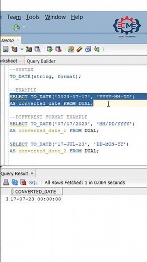 Oracle Database TO_DATE function