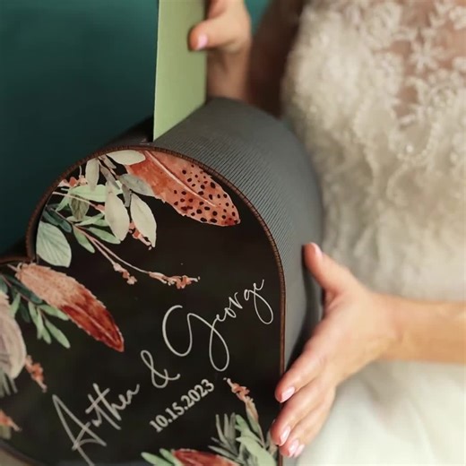 Personalized Wedding Card Box With Photo: Rustic Wood & Acrylic Glass - Etsy