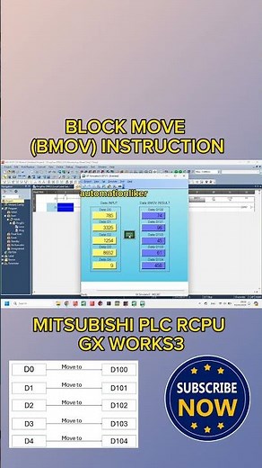 BMOV instruction Mitsubishi GX Works3 #shorts #mitsubishi #tutorial #shortvideo #plcprogramming #plc
