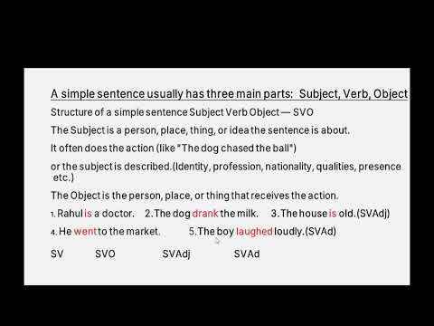 Introduction to Parts of speech and Sentence structures/verb patterns