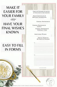 Final Wishes, Printable End of Life Planner to Fill in Your Funeral or Memorial Preferences, Arrangements, Helpful Check List Included, #105 - Etsy