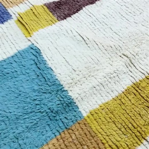 Modern Color Block Wool Rug | Handwoven Moroccan Carpet With Abstract Forms - Etsy