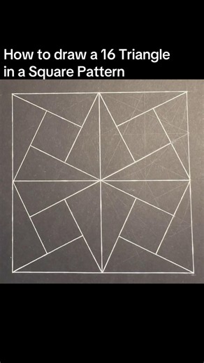 How to draw a 16 Triangles in a Square pattern #natureofflowers #howtodraw #geometryart