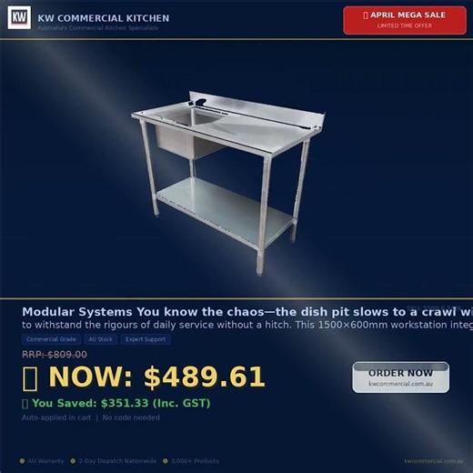 An overlooked sink bench in your kitchen... | April Sale 2026 | KW Commercial Kitchen AU