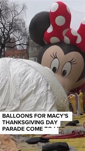 Balloons inflated ahead of Macy's Thanksgiving Day Parade