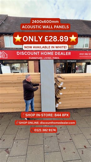 NEW COLOUR DROP 🤍 White acoustic wall panels just landed! 2400 x 600mm ✨ ONLY £28.89 each ✨ Perfect for media walls, bedrooms & clean modern spaces 🔥 🛒 Shop online: discounthomedealer.com 🏬 In-store: B44 8PX 📞 0121 382 9174 #AcousticPanels #WallPanels #MediaWall #InteriorInspo #HomeRenovation #WhiteInteriors #UKHomes #DiscountHomeDealer | Discount Home Dealer