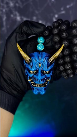 Japanese Oni mask Necklace with beads #onimask #custommask #japaneseculture #demonmask #oni #devil