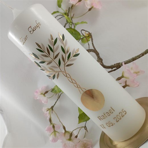 Baptism Christening Candle Tree of Life - Personalised Candles - Christening Gifts - Etsy