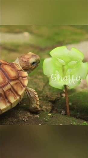baby turtle eats cucumber