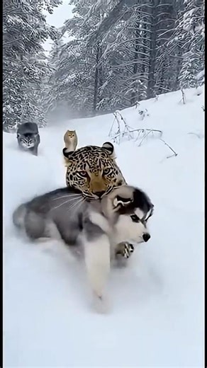 Brave cats rescue puppies from the fangs of a ferocious leopard 🐈💪 #cat #dog
