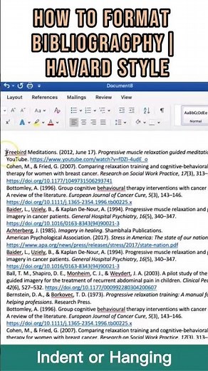 Indent BIBLIOGRAPHY Harvard Style | hanging 📝 #academicwriting #writingtips #academia