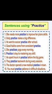 Learn English sentences using the word "Practice" #dailyuseenglishwords #englishlesson #englishclass #englishvocabulary #learningenglish #englishteacher #vocabulary | English Learning