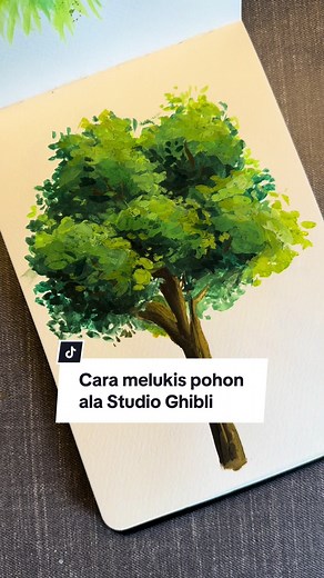 Tutorial melukis pohon ala ✨Studio Ghibli✨ pakai cat dari Giorgone!#melukis#painting#tutorial#karyaseniku#caranelukis#JelajahMerdeka