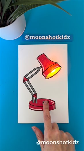 DIY electronics, stem and science activities for beginners on Instagram: "DIY “Desk lamp” interactive light-up card. Easy and fun paper circuit craft for beginners. You will need: - LED diode - Conductive copper tape - Coin cell battery 3v (CR2032) - Paper - Tracing paper - Markers Warning: this project should be done under adult supervision. ©️ @Moonshotkidz – All rights reserved. Reproduction, distribution, or use of this artwork and video without permission is prohibited. For licensing inquir