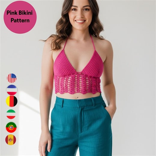 Crochet Pink Bikini Pattern PDF – Step by Step Images – Beginner Friendly – Multilanguage Digital Download - Etsy