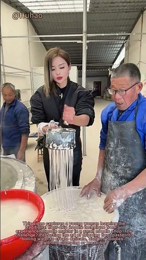 "Handmade Noodle Magic: The Art of Dripping Flour Paste Like a Pro!"