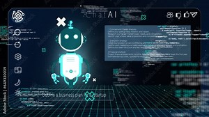 Animation of ai chatbot icon and data processing